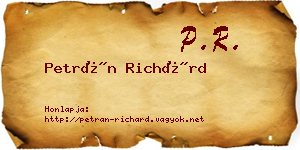 Petrán Richárd névjegykártya