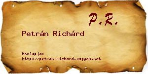 Petrán Richárd névjegykártya